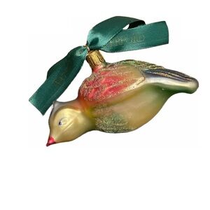Partridge Waterford Blown glass ornament. Partridge in a pear tree. Vintage.Tags